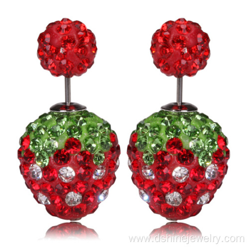 Czech Gem Earring Double Size Shamballa Anti Allergy Earring